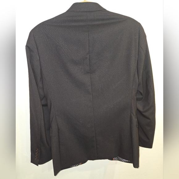 Tallia Boys 100% Wool Blazer Jacket Size 36S Black Striped 2 Button Sport Coat - Picture 3 of 12